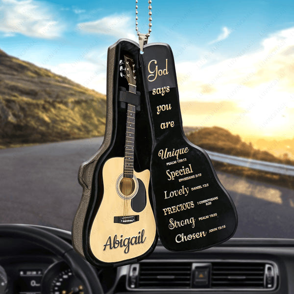 Personalized Name Guitar Bag God Says You Are Acrylic Car Ornament, Perfect Christmas Gift For Guitar Artist