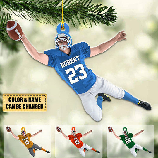 Personalized American Football Acrylic Ornament, Gift For Football Players, Football Christmas Ornament