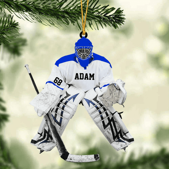 Personalized Ice Hockey Goalie Acrylic Ornament, Custom Christmas Ornament Gifts For Hockey Player, Hockey Lovers