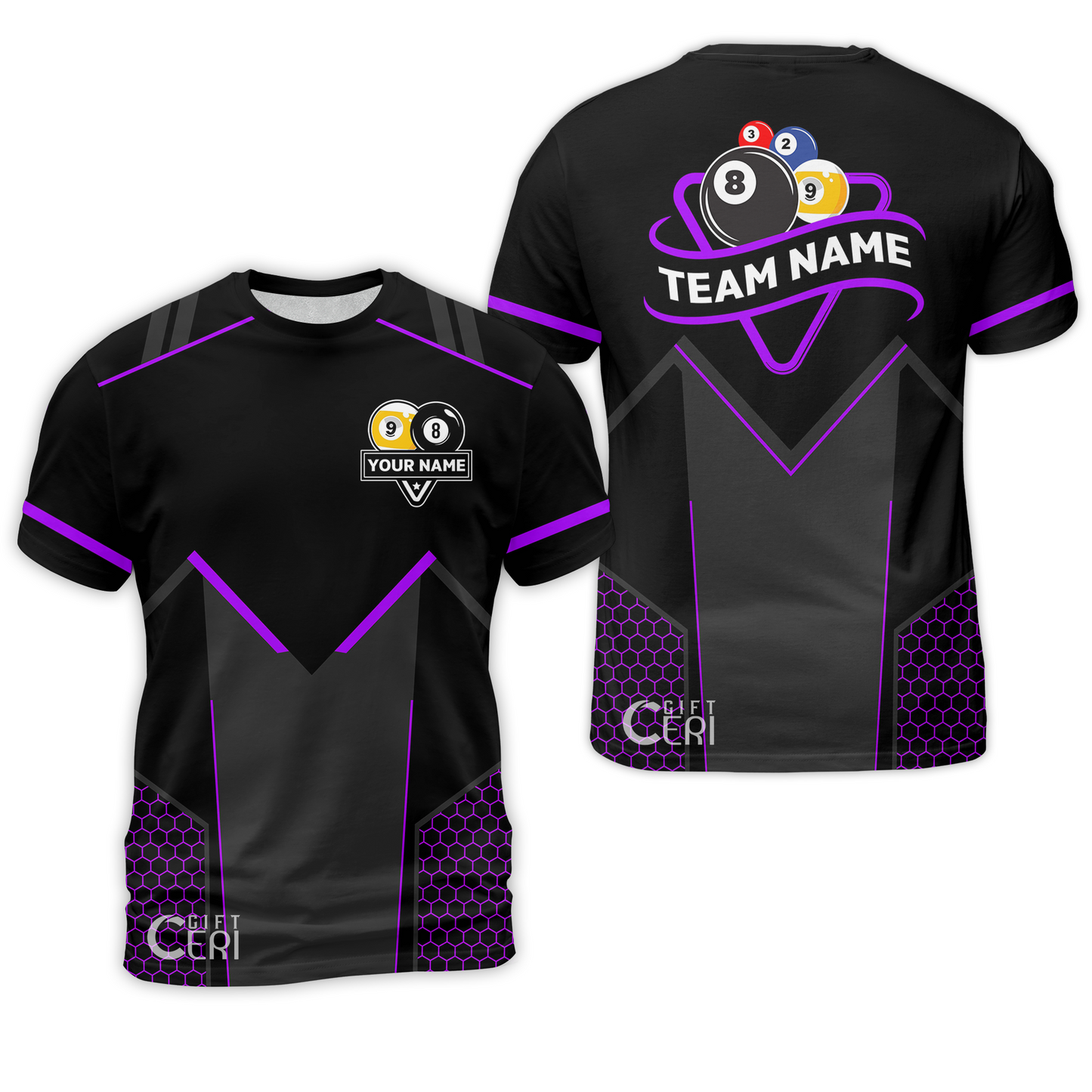 Customized Billiards T-Shirt, Billiards Esports 9 Ball 8 Ball Personalized Jersey Gift For Billiard Players