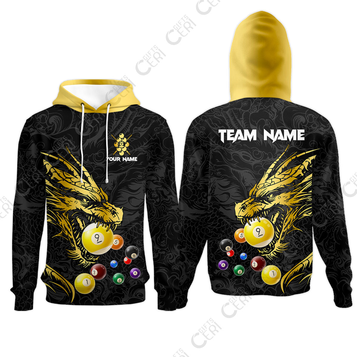 Customized Billiards Hoodies, Dragon 9 Ball Personalized Jersey Gift For Billiard Players