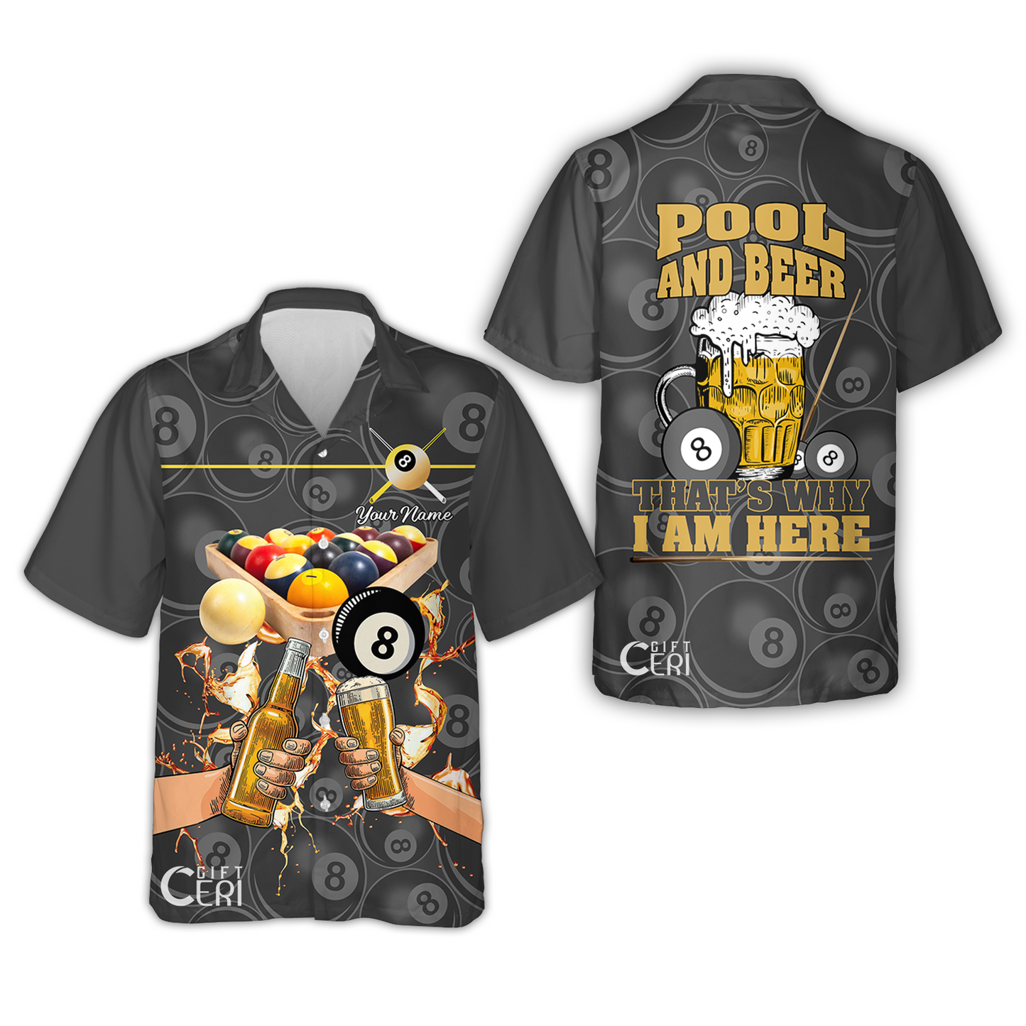 Customized Billiard Hawaiian Shirt, Personalized Pool And Beer That's Why I Am Here 8 Ball Jersey Gift For Billiard Players