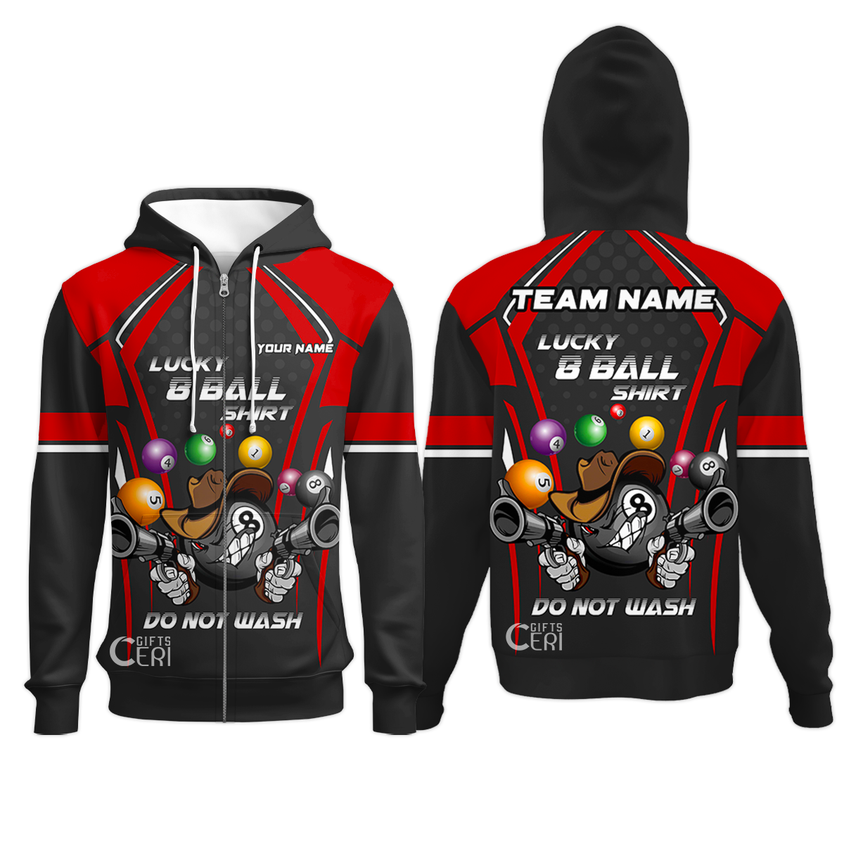 Customized Billiards Zip Hoodies, Personalized Lucky 8 Ball Shirt Do Not Wash Jersey Gift For Billiard Players