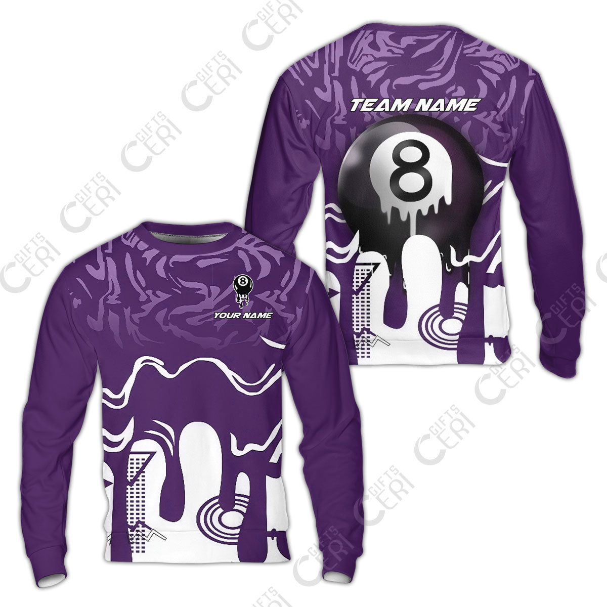 Customized Billiards Sweatshirt, Personalized Drip 8 Ball Jersey Gift For Billiard Players