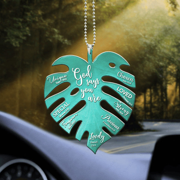 Tropical Monstera Leaf God Says Are You Acrylic Ornament, Perfect Christmas Gift For Family, Friends