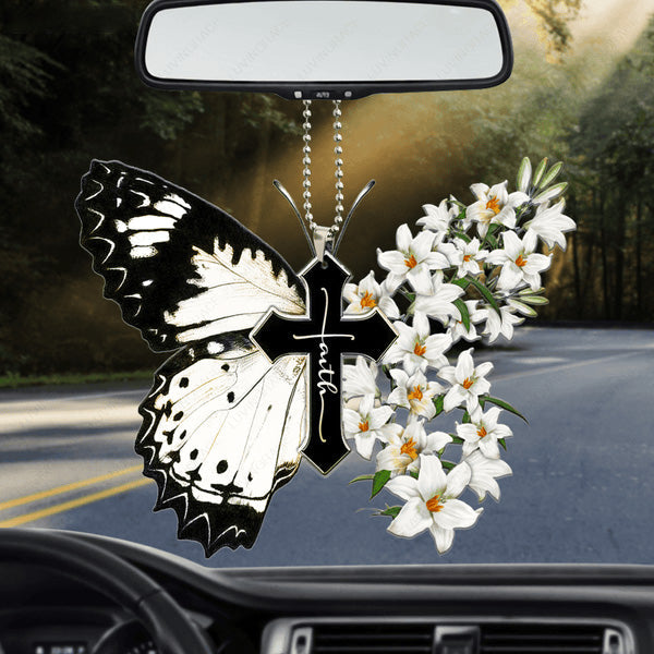 Lily Butterfly Cross Faith Acrylic Ornament, Perfect Christmas Gift For Family, Friends