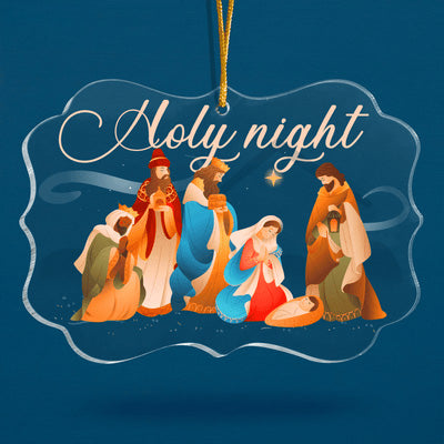 Native Scene Holy Night Acrylic Ornament, Perfect Christmas Gift For Family, Friends, Holiday Decor