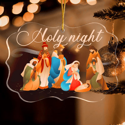 Native Scene Holy Night Acrylic Ornament, Perfect Christmas Gift For Family, Friends, Holiday Decor