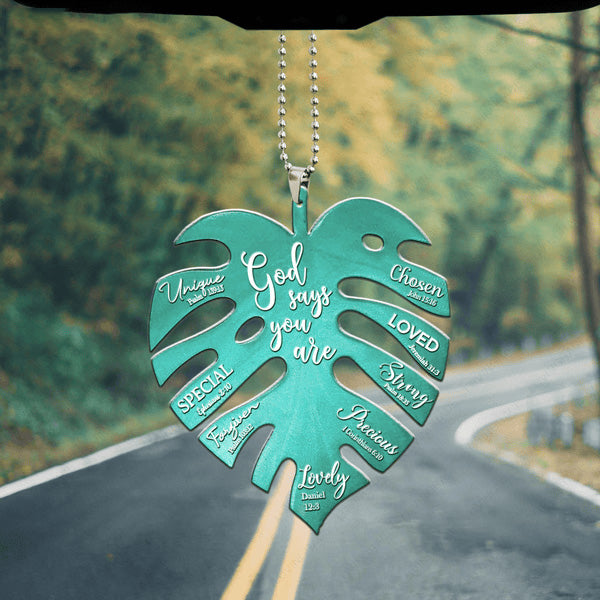 Tropical Monstera Leaf God Says Are You Acrylic Ornament, Perfect Christmas Gift For Family, Friends