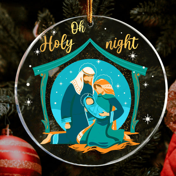 Native Scene Christmas Oh Holy Night Acrylic Ornament, Perfect Christmas Gift For Family, Friends, Holiday Decor