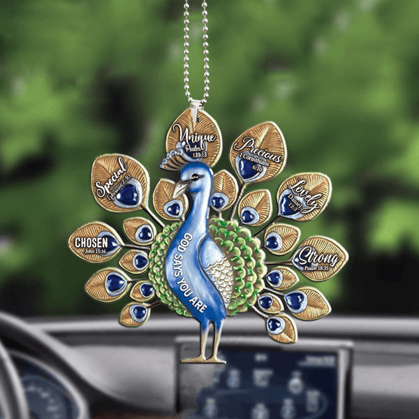 Peacook God Says Are You Acrylic Car Ornament, Perfect Christmas Gift For Family, Friends