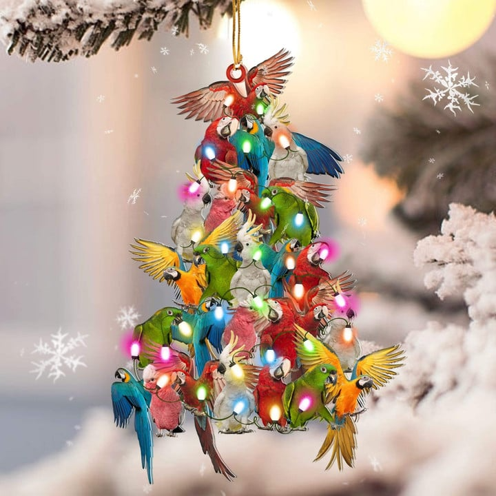 Parrot Christmas Tree Acrylic Ornament, Christmas Gifts Ornament for Parrot Lover, Holiday Gifts
