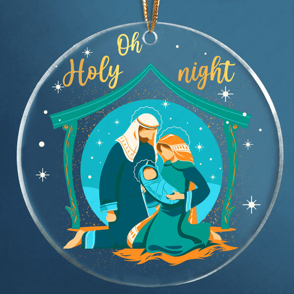 Native Scene Christmas Oh Holy Night Acrylic Ornament, Perfect Christmas Gift For Family, Friends, Holiday Decor