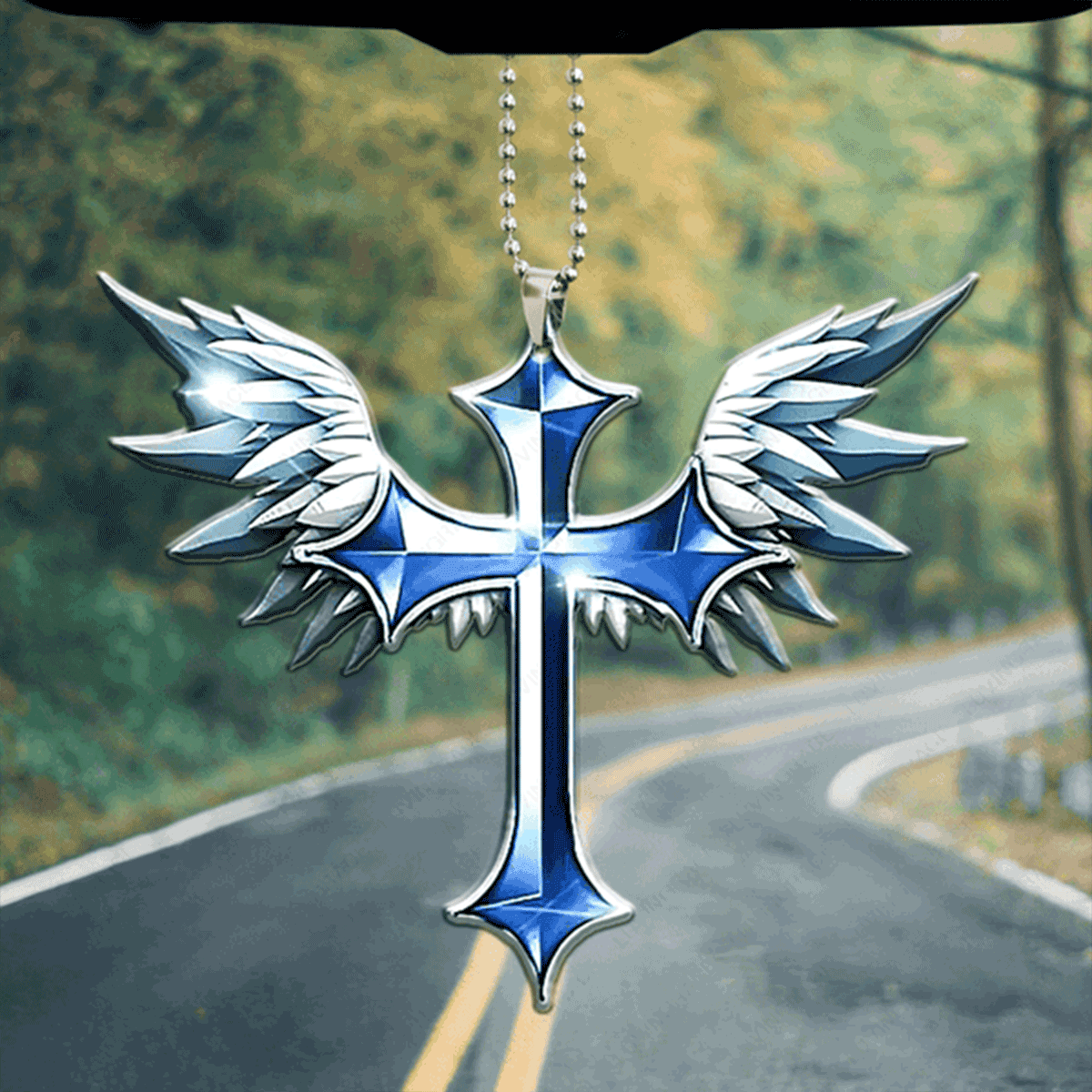 Angel Wing And Cross Acrylic Car Ornament, Perfect Christmas Gift For Family, Friends