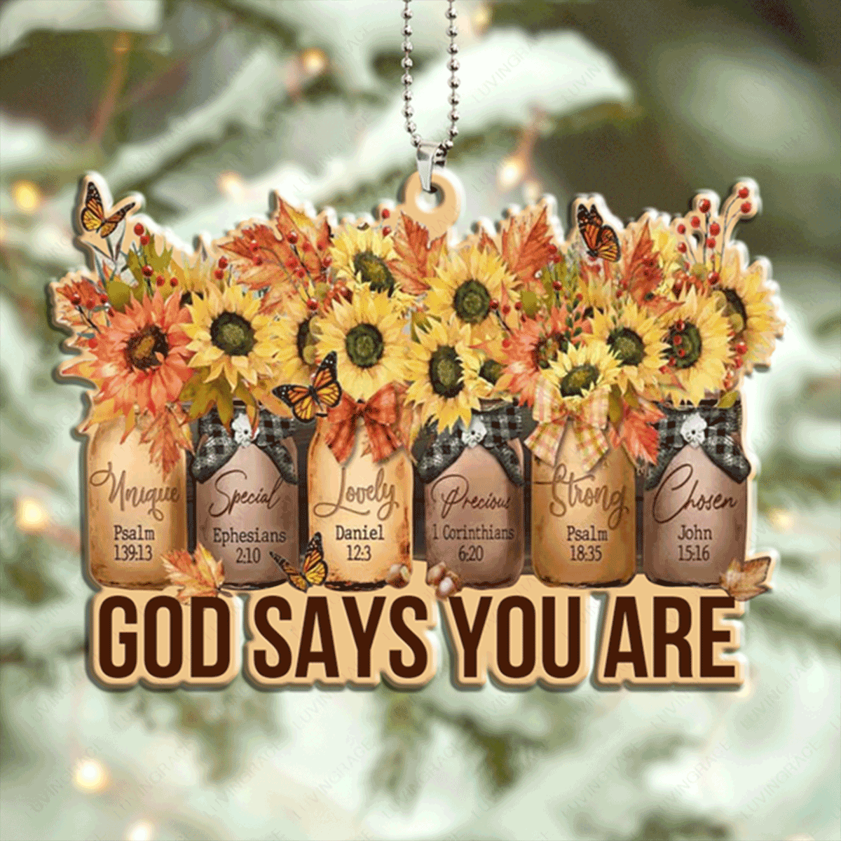 Jesus Acrylic Ornament, Sunflower God Says You Are Acrylic Ornament For Christian, God Faith Believers, Holiday Decor