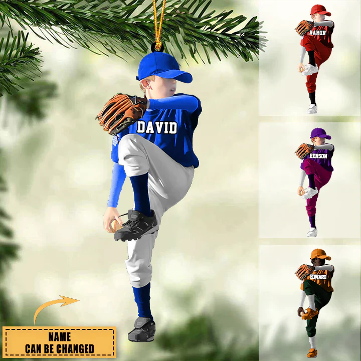 Personalized Baseball Boy Throwing The Ball Acrylic Ornament Gift For Baseball Lovers, Son, Baseball Fans