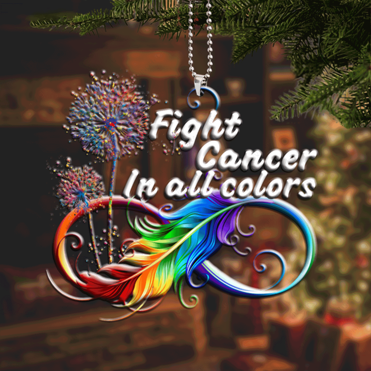 Dandelion Fight Cancer In All Colors Acrylic Ornament For Christian, Christmas Ornament Holiday Decor