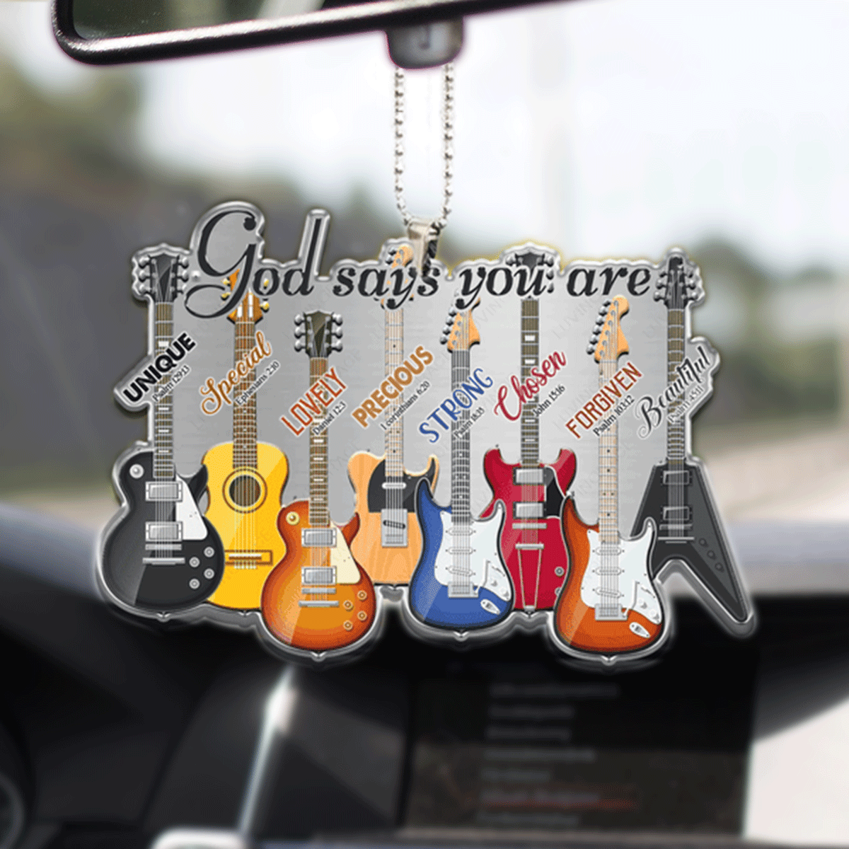 Guitar Life God Says You Are Acrylic Car Ornament, Perfect Christmas Gift For Family, Friend