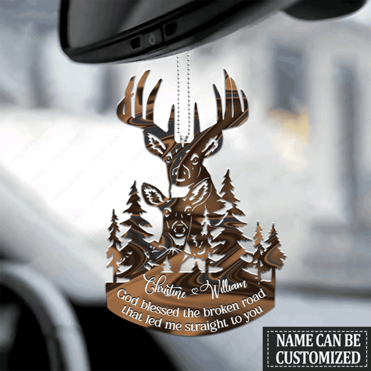 Personalized Couple Buck And Doe God Blessed Acrylic Ornament, Perfect Christmas Gift For Couple