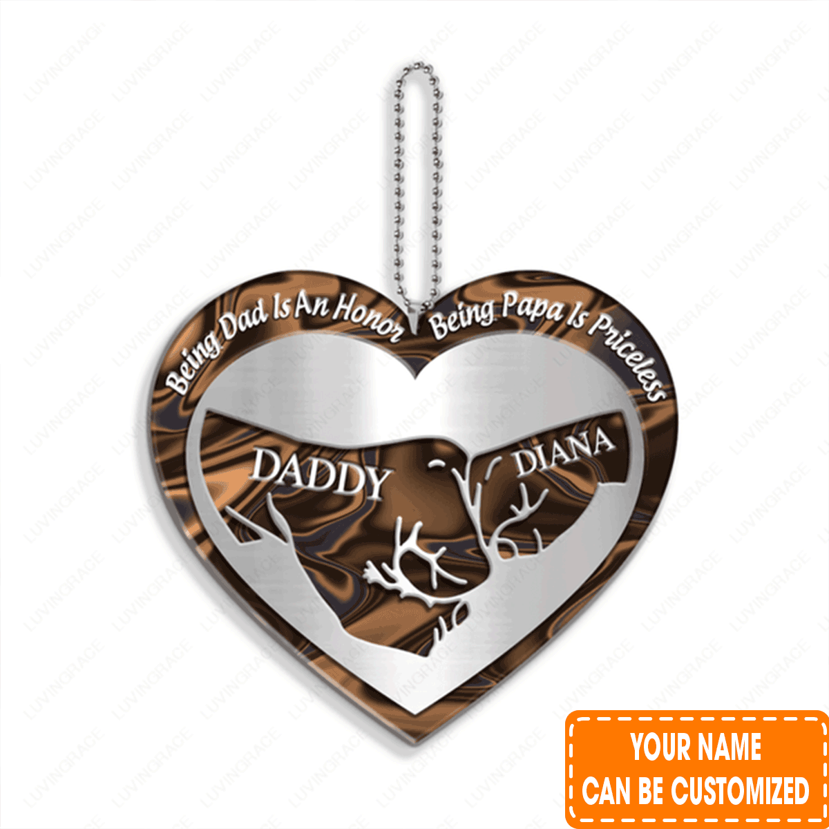 Personalized Father And Son Being Dad Is An Honor Acrylic Car Ornament, Perfect Christmas Gift For Dad Father