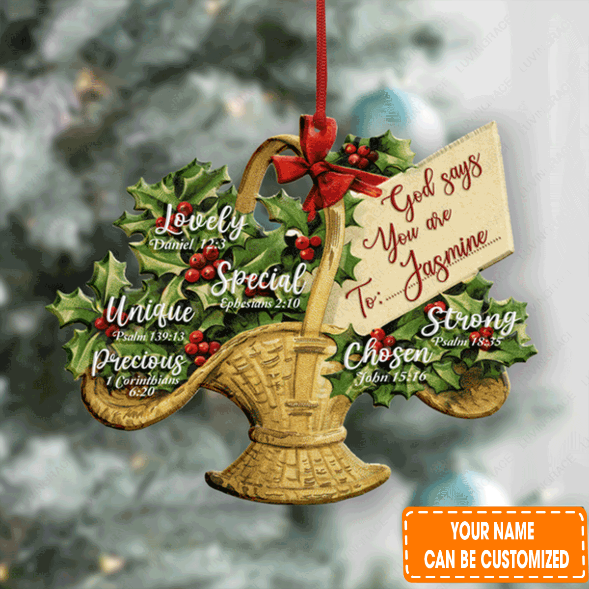 Personalized Vintage Christmas Poinsettia Flower God Says You Are Acrylic Ornament For Christian