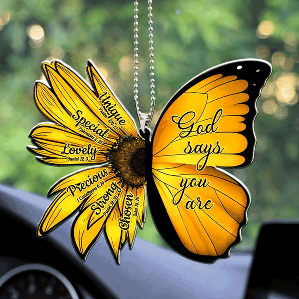Flower Wings Butterfly God Says You Are Acrylic Car Ornament, Perfect Christmas Gift For Family, Friends