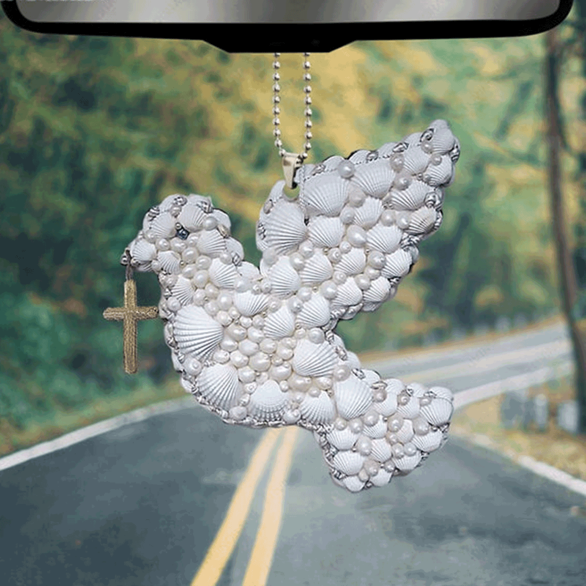 Dove Seashell Hanging Acrylic Car Ornament, Perfect Christmas Gift For Family, Friends