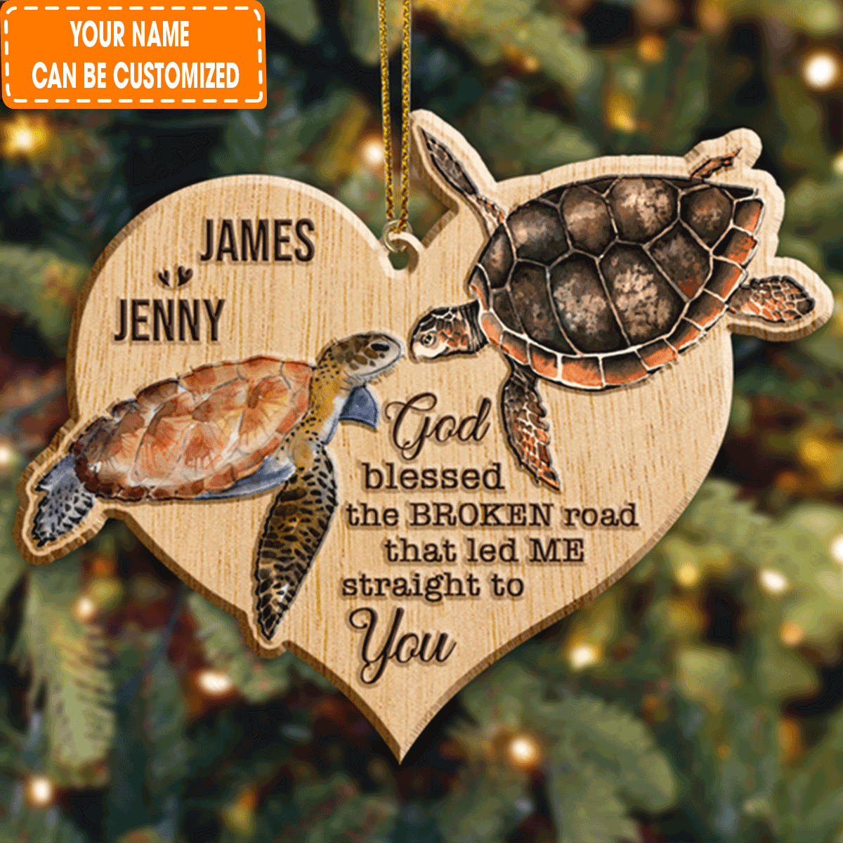 Personalized Sea Turtle Couple God Blessed Acrylic Ornament For Couple, Christmas Ornament Holiday Decor