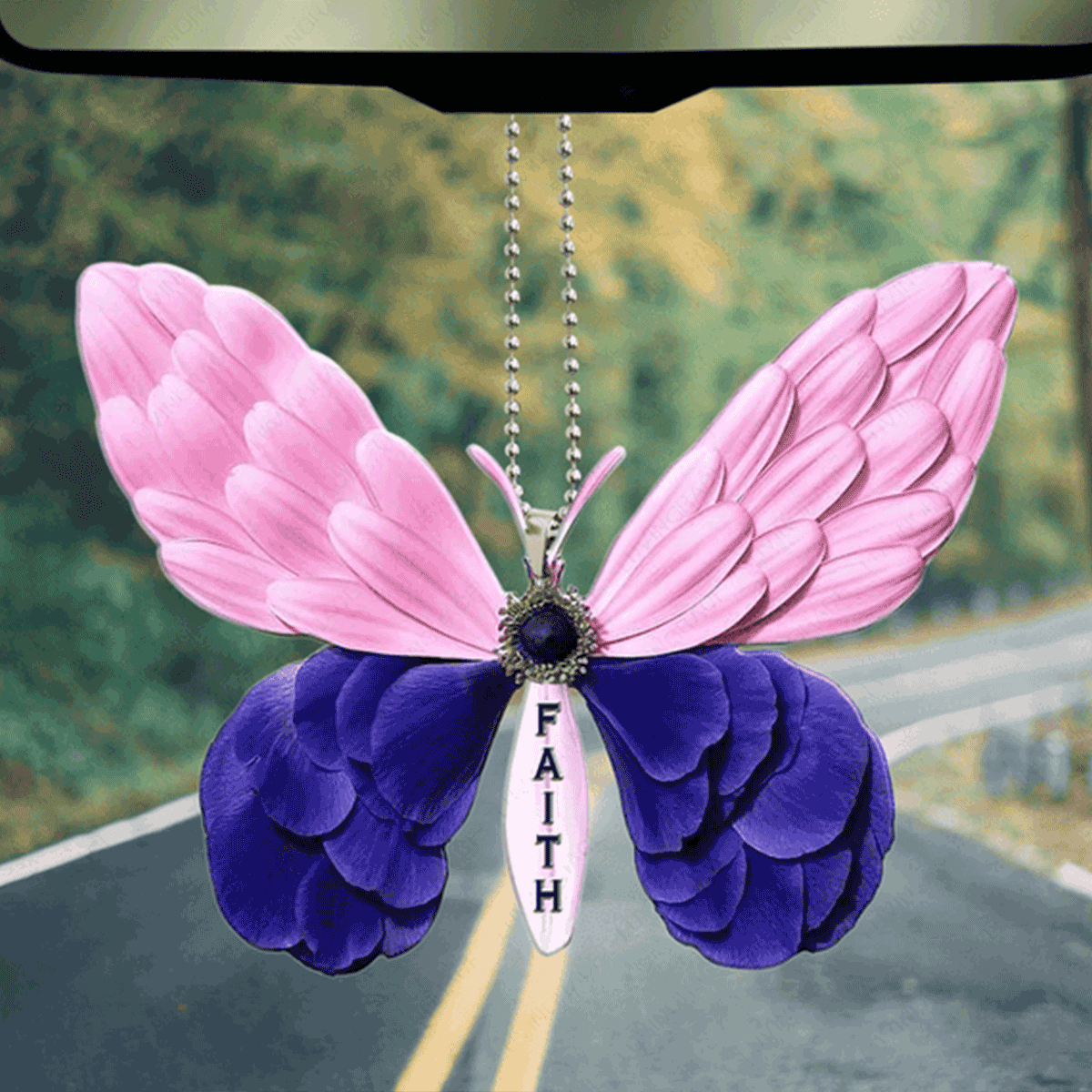 Butterfly Petal Flower Faith Acrylic Car Ornament, Perfect Christmas Gift For Family, Friend