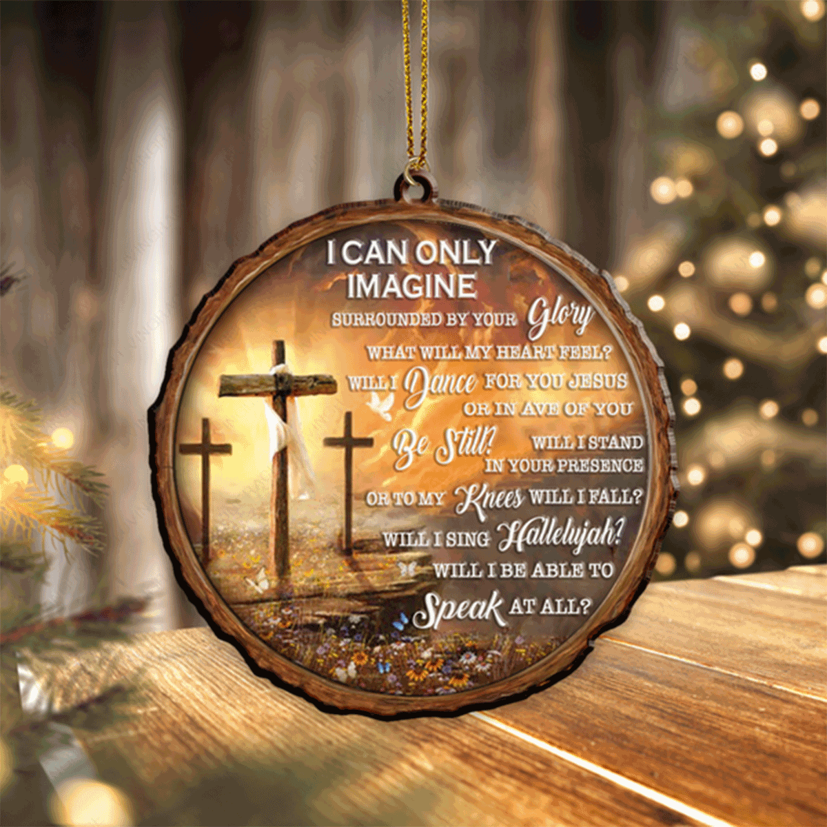 Jesus Cross I Can Only Imagine Acrylic Ornament For Christian, God Faith Believers, Holiday Decor