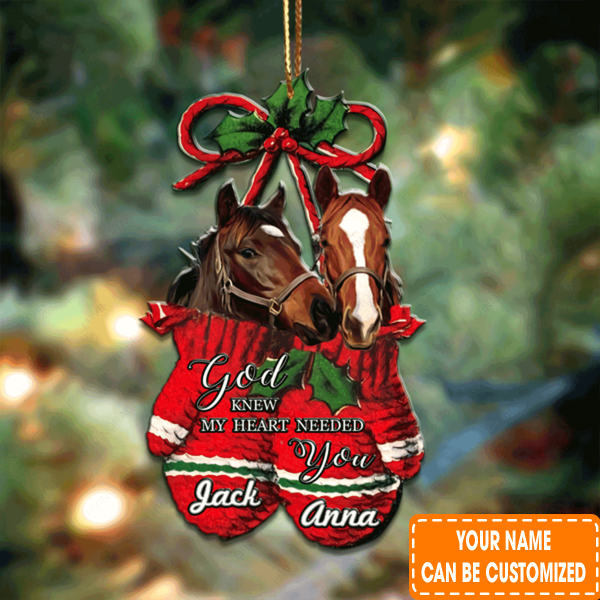 Personalized Horse Couple God Knew My Heart Acrylic Ornament, Perfect Christmas Gift For Couple
