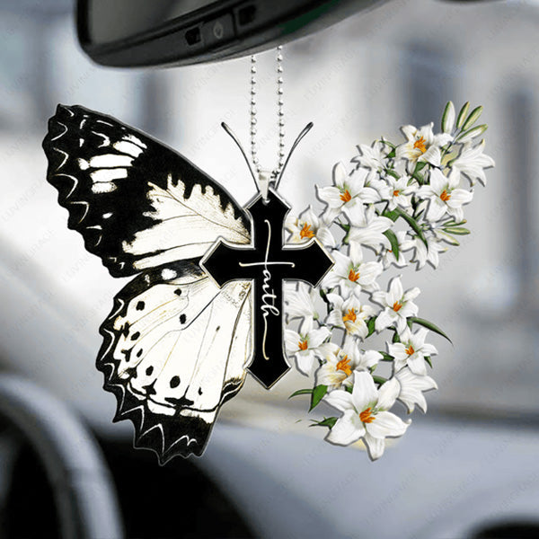 Lily Butterfly Cross Faith Acrylic Ornament, Perfect Christmas Gift For Family, Friends