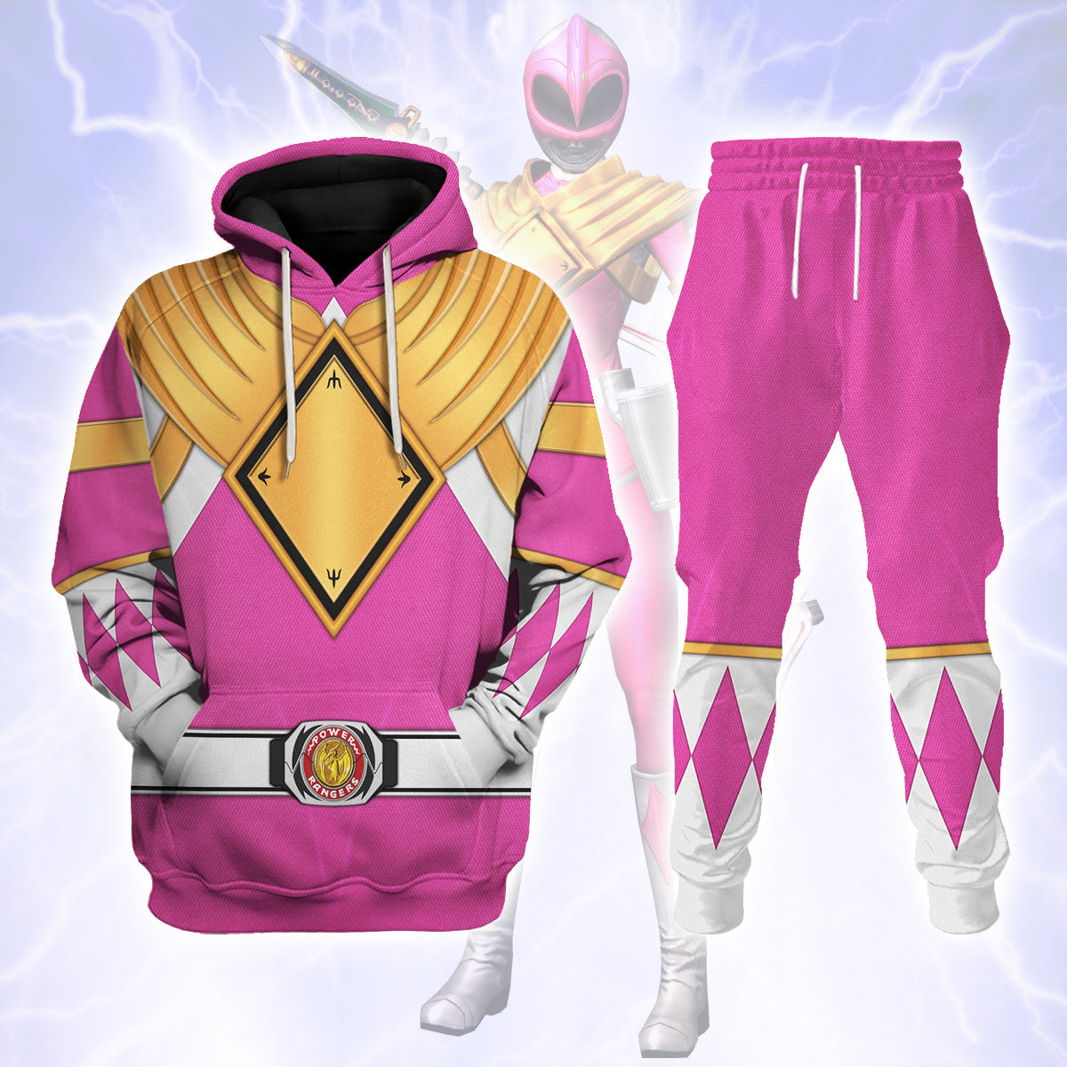 Pink Ranger Dragon Shield Mighty Morphin Power Ranger - Hoodie Set, Sweatshirt, Sweatpants