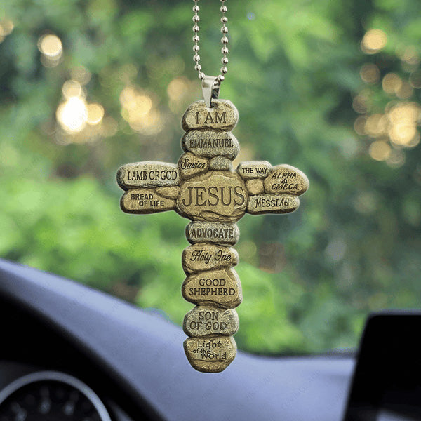 Son Of God Rocks Cross Acrylic Car Ornament, Perfect Christmas Gift For Family, Friends