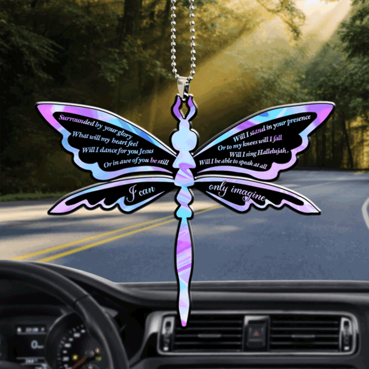 Hologram Dragonfly I Can Only Imagine Acrylic Car Ornament, Perfect Christmas Gift For Family, Friend