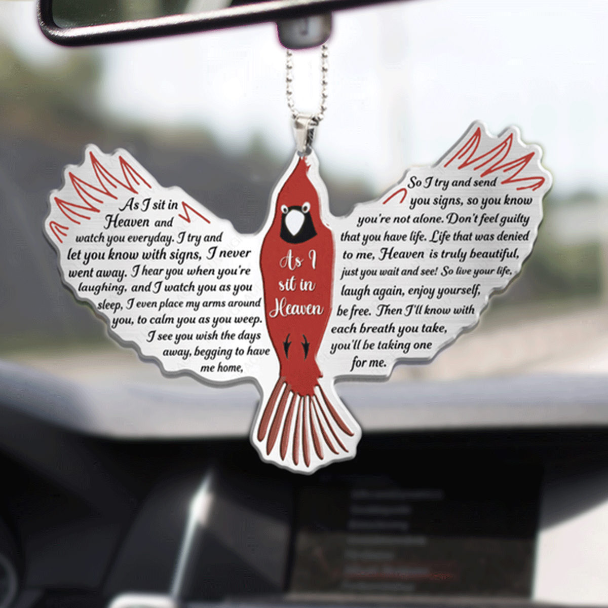 As I Sit In Heaven Cardinal Acrylic Car Ornament, Perfect Christmas Gift For Family, Friend