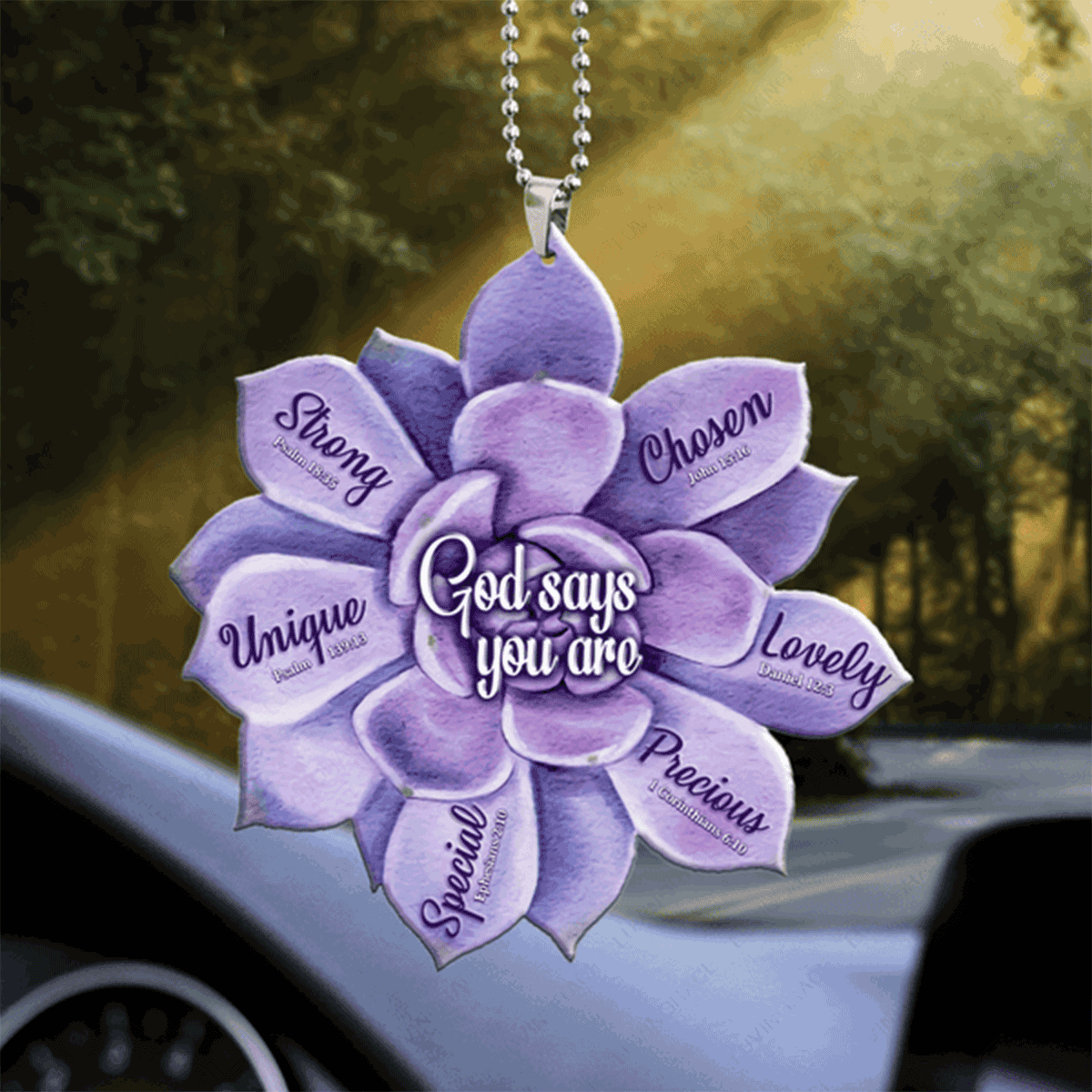 Purple Succulent Cactus God Says You Are Acrylic Car Ornament, Perfect Christmas Gift For Family, Friends