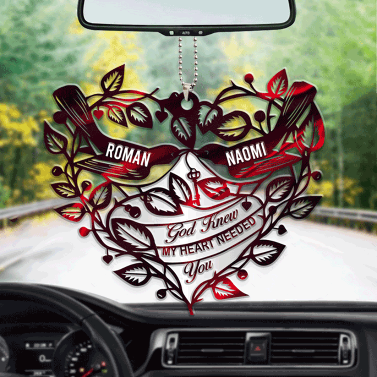 Personalized Bird Couple Love God Knew My Heart Acrylic Car Ornament, Perfect Christmas Gift For Couple