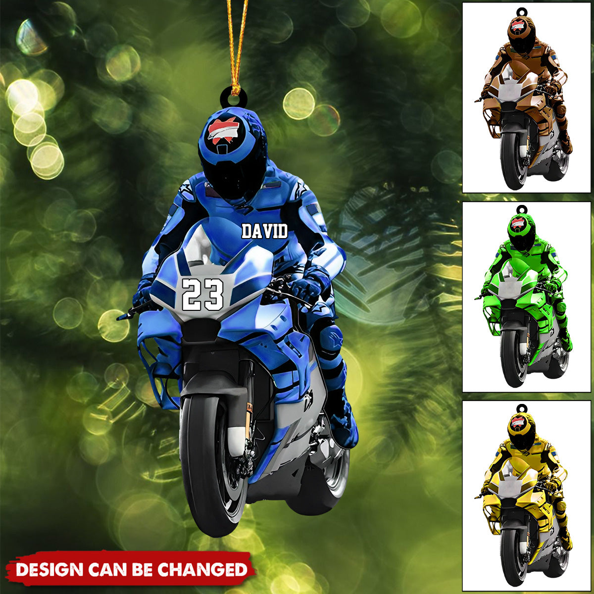Personalized Motorcycle Man Flat Acrylic Ornament, Meaningful Ornament Gifts For Motorsports Lovers, Family, Friends