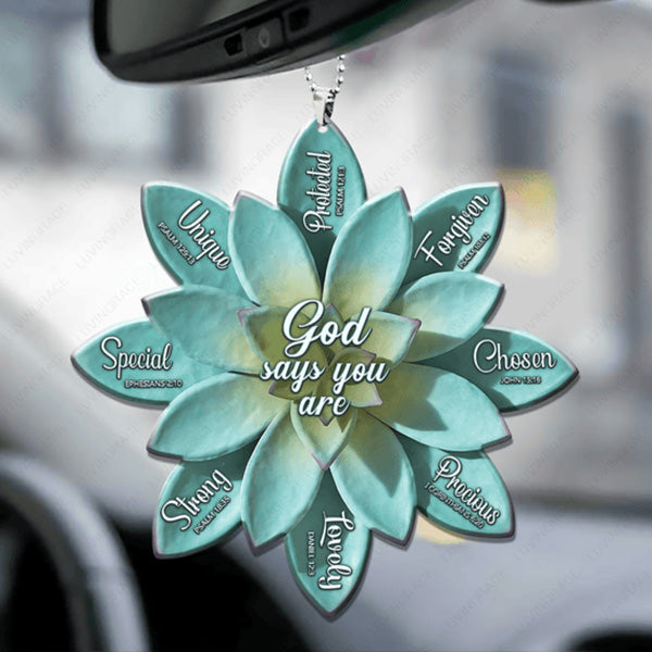 Succulent Cactus God Says You Are Acrylic Car Ornament, Perfect Christmas Gift For Family, Friends