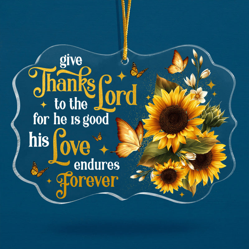 Sunflower Butterfly Thanks Lord Acrylic Ornament, Christmas Gift For Family, Friends, Holiday Decor