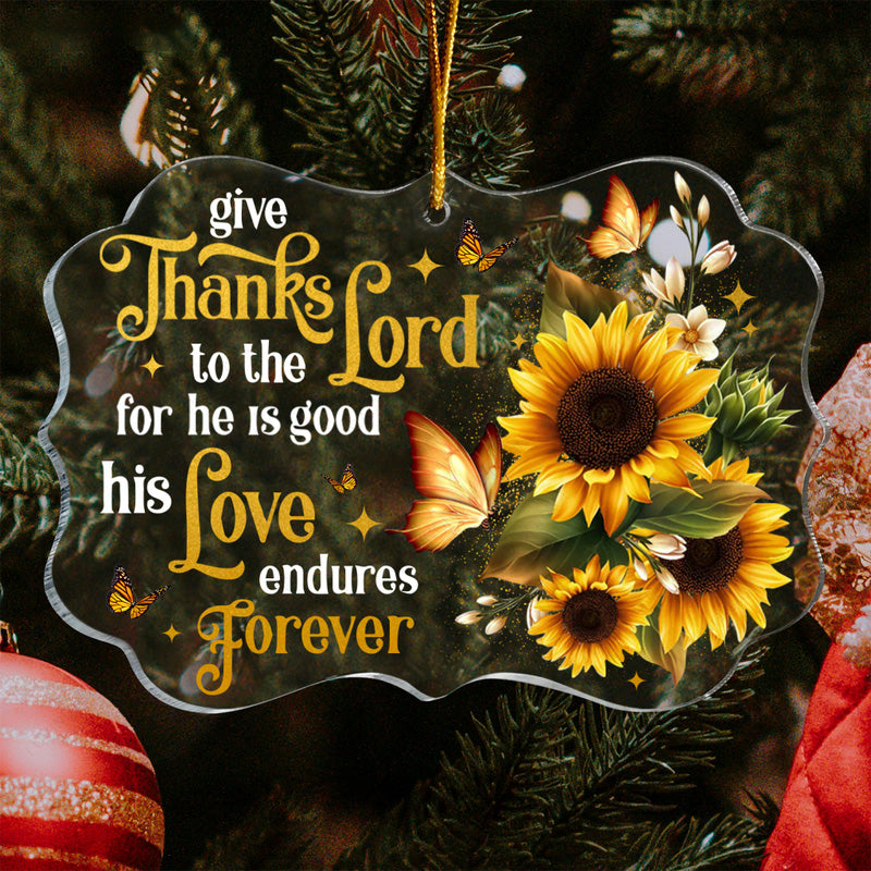 Sunflower Butterfly Thanks Lord Acrylic Ornament, Christmas Gift For Family, Friends, Holiday Decor