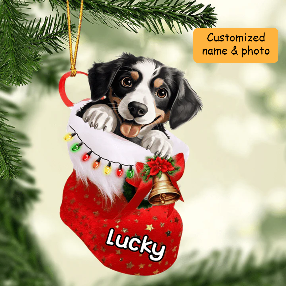 Personalized Appenzeller Sennenhund in Christmas Stocking Acrylic Ornament, Christmas Gifts Ornament for Dog Lover