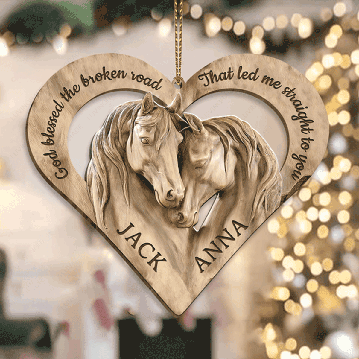 Personalized Loving Horses God Blessed Acrylic Ornament, Perfect Christmas Gift For Couple