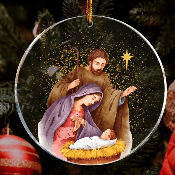 Christmas Nativity Oh Holy Night Acrylic Ornament, Perfect Christmas Gift For Family, Friends, Holiday Decor