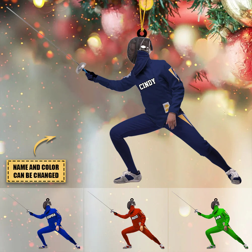 Personalized Fencing Lovers Acrylic Christmas Ornament, Great Gift For Fencer - Christmas Ornament Hanging Tree