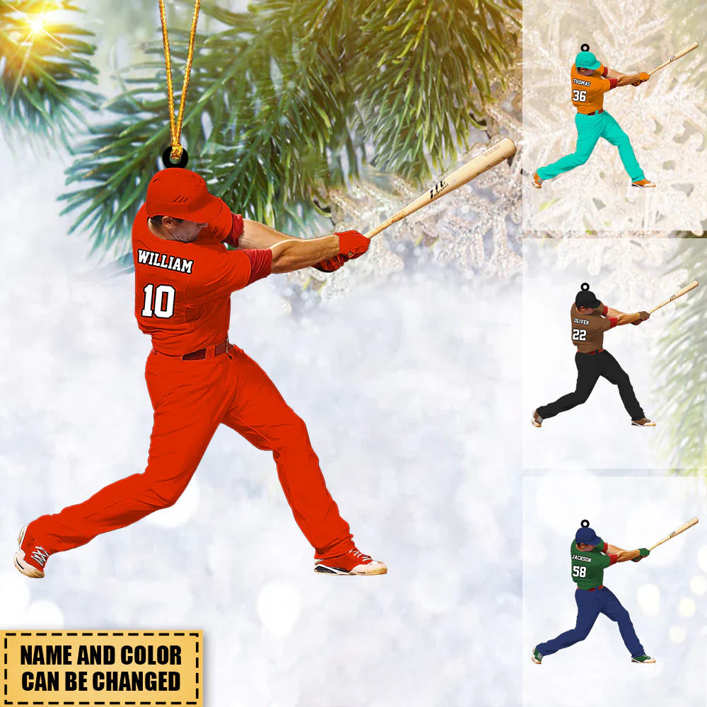 Personalized Baseball Player Christmas Acrylic Ornament Gift For Baseball Lovers - Gift For Baseball Fans, Christmas Decor