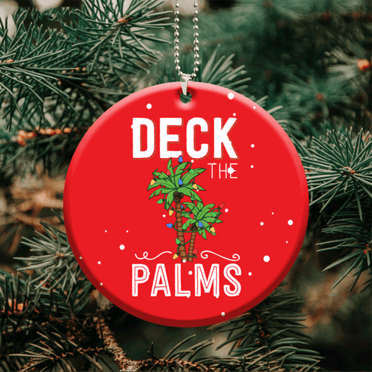 Jesus Acrylic Ornament, Deck The Palms Red Circle Ceramic Ornament For Christian, God Faith Believers, Holiday Decor