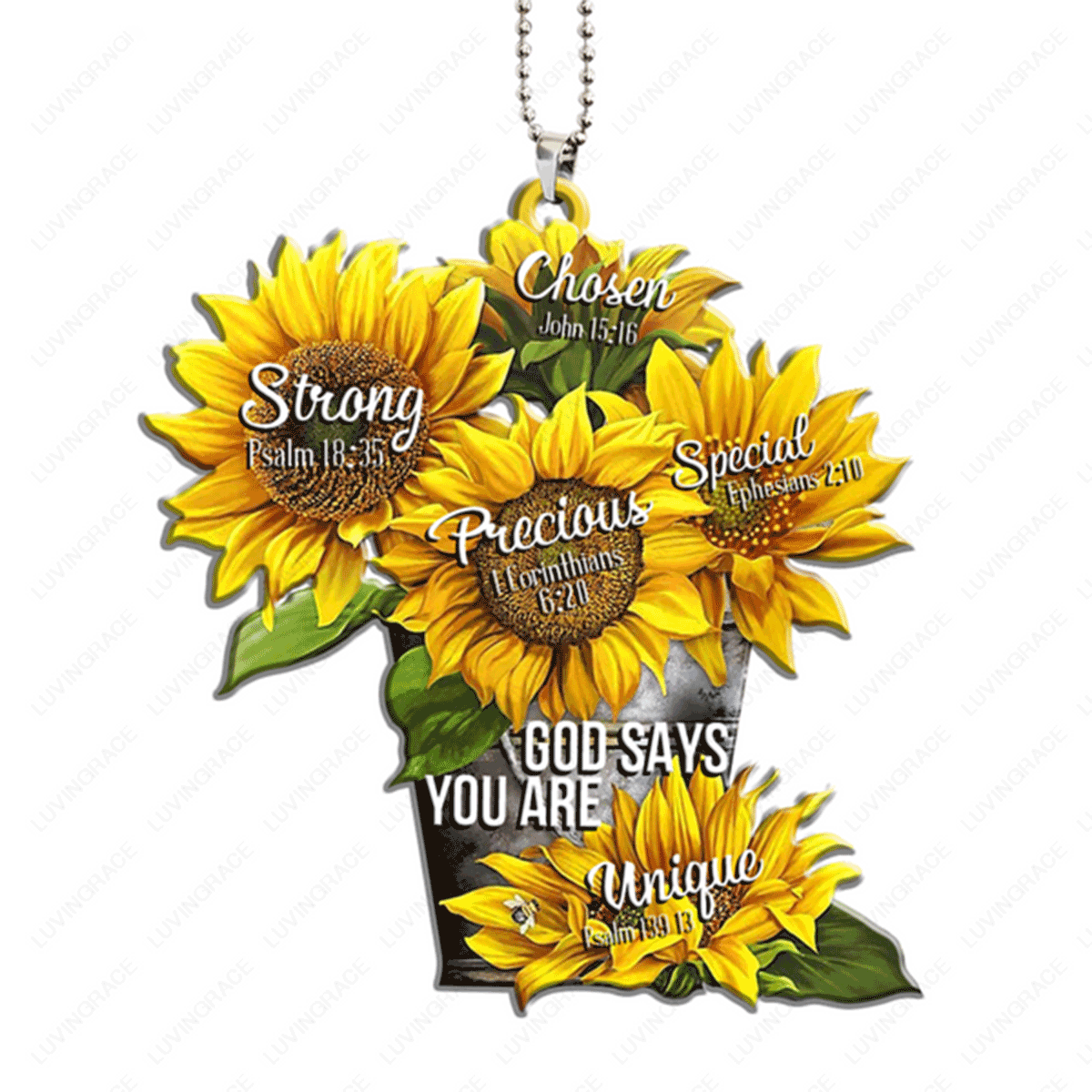 Sunflower God Says You Are Acrylic Ornament, Perfect Holiday Gift Decor