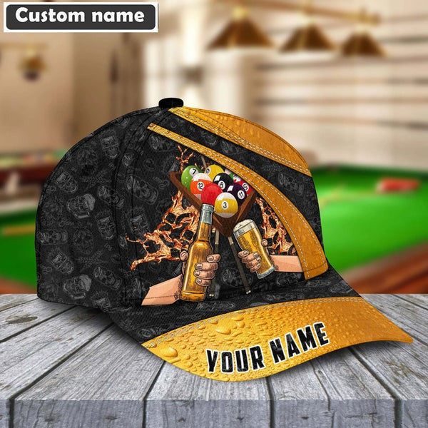 Billiards & Beer Personalized Name Classic Hat Cap Gifts For Billiards Lovers